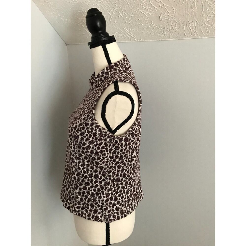 Anthropologie Akemi + Kin Leopard Mock Neck Top Small Sleeveless Metallic Knit - Picture 3 of 9